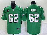 Men's Philadelphia Eagles #62 Jason Kelce Green C Patch 2023 Vapor Limited Throwback Jersey,baseball caps,new era cap wholesale,wholesale hats